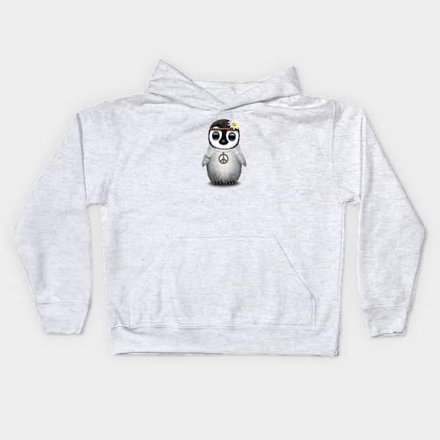 Cute Baby Penguin Hippie Kids Hoodie by jeffbartels